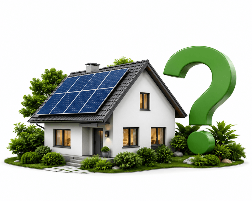 3D Solar House with Question Mark